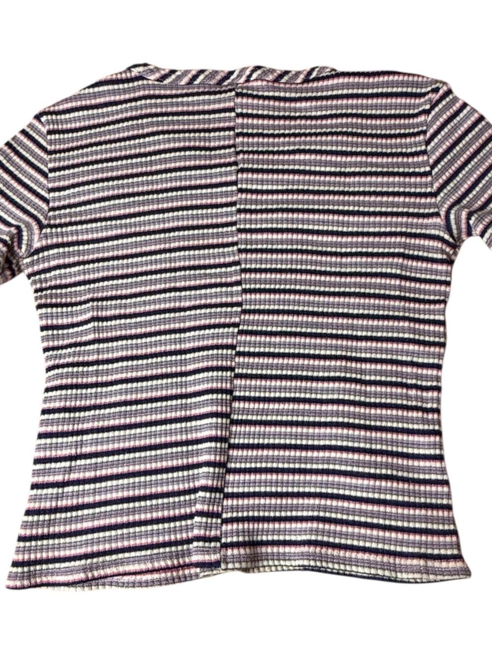 B-Sharp Ribbed Striped Short Sleeve Top Size M - Picture 2 of 6